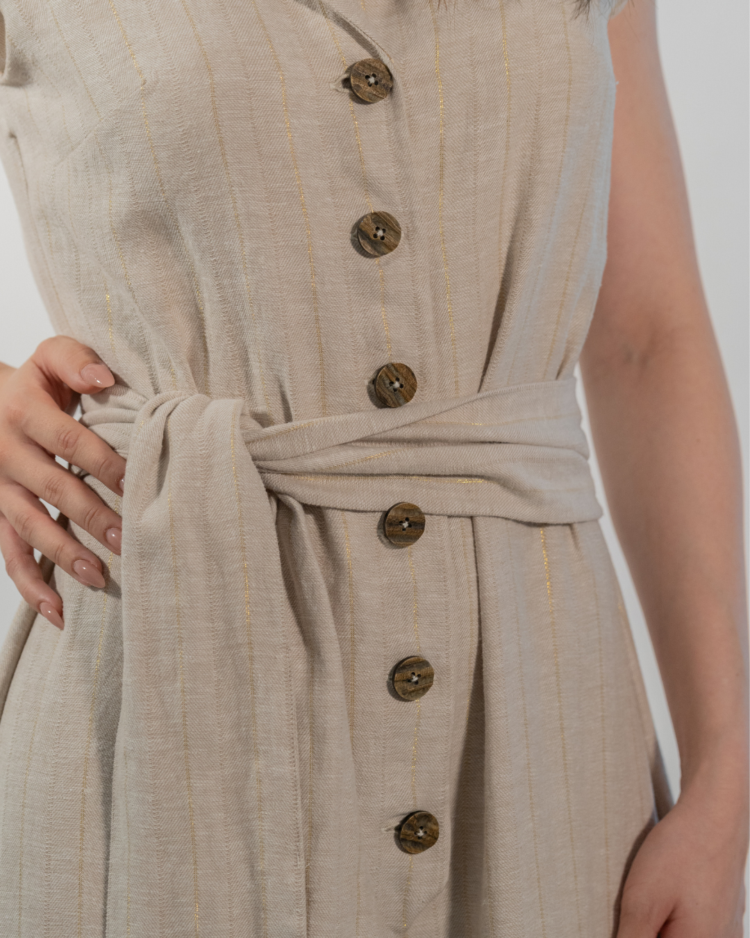 Asha Beige - Linen Jumpsuit