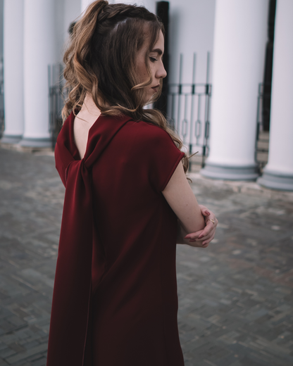 Leila Shawl Dress Burgundy