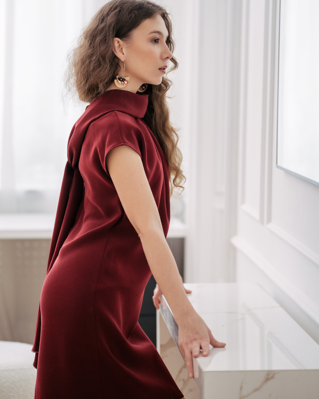 Leila Shawl Dress Burgundy