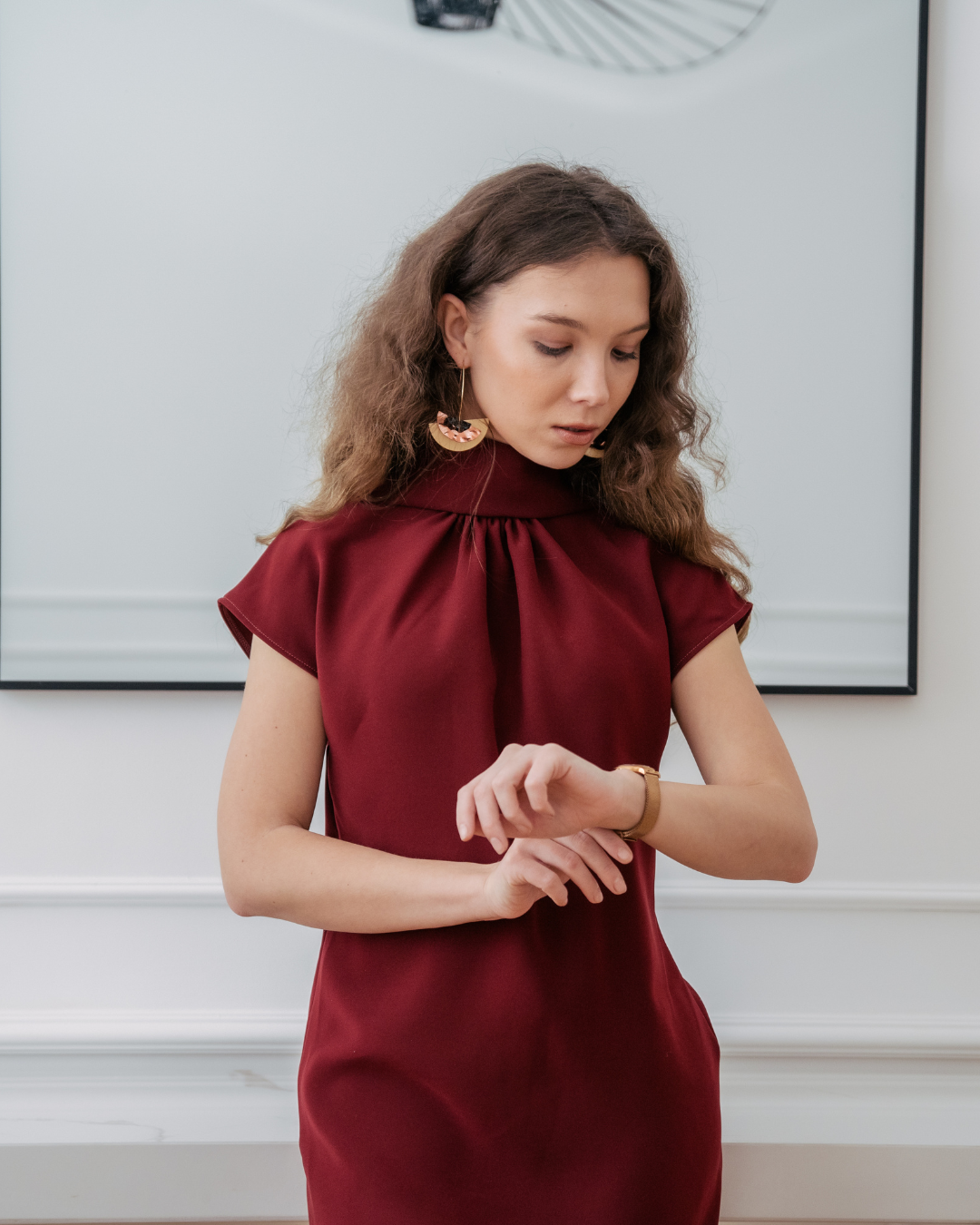 Leila Shawl Dress Burgundy